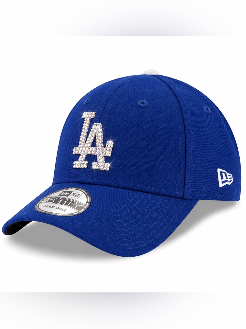 Blue LA Baseball Hat With Luxe Crystal Logo New
